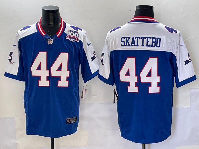 Men 2025 New York Giants #44 Skattebo Blue Throwback Three generations Nike Limited NFL Jersey style 21->new york giants->NFL Jersey